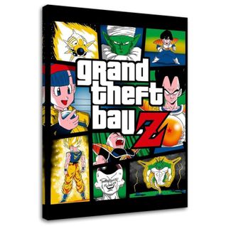 Tableau Dragon Ball Grand Theft Ball Z Style Gta 40 X 60 Cm Noir