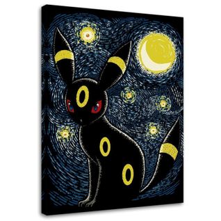 Tableau Pokemon Noctali Dans Le Style De Van Gogh 50 X 70 Cm Bleu