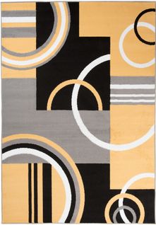 Tapis Salon Rectangle Jaune Noir Géométrique Maya 250x300