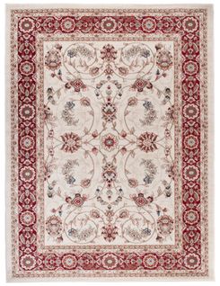 Tapis Salon Classique Crème Rouge Gris Fleuri Fin 160x220 Colorado
