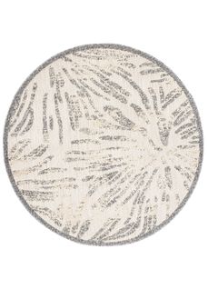 Tapis Extérieur Intérieur 3d Beige Gris Fleurs Ø 120 Cm Viera Rond