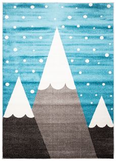 Tapis Chambre Enfant Blanc Bleu Gris Noir Crayons Points 200 X 300 Cm