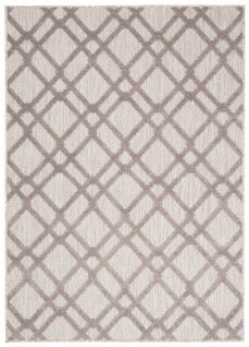 Tapis Extérieur Intérieur Gris Beige Rayures 140x200 cm