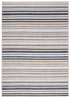 Tapis Extérieur Intérieur Bleu Beige Gris Rayures 80x150 cm