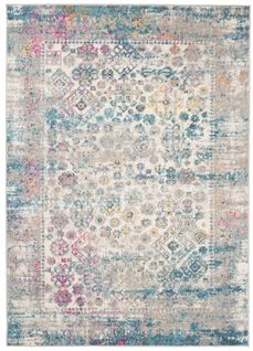 Tapis Salon Chambre Bleu Gris Rouge Jaune Vintage 200 X 290 Cm Lazur