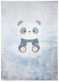 Tapis Enfant Bébé Bleu Blanc Noir Jaune Panda Fin Doux 120x170 cm Emma