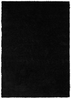 Tapis Salon Noir Unicolore Moelleux Poil Long Shaggy 120 X 170 Cm