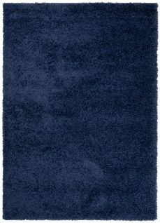Tapis Salon Bleu Marine Uni Moelleux Poil Long Shaggy 80 X 150 Cm