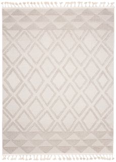 Tapis Extérieur Intérieur Beige Crème Losanges Franges Effet 3d Boucle 160x220 cm