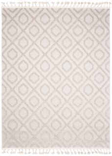 Tapis Extérieur Intérieur Crème Beige Marocain Franges Effet 3d Boucle 120x170 cm