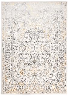 Tapis Salon Vintage Crème Or Gris Beige Floral Doux 140 X 200 Cm