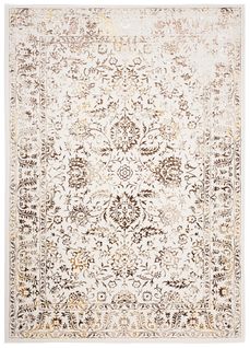 Tapis Salon Vintage Crème Or Marron Beige Floral Doux 160 X 230 Cm