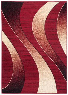 Tapis De Salon Moderne Rouge Beige Vagues Fin Dream 160x220