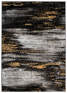 Tapis De Salon Moderne Gris Noir Jaune Taches Fin Maya 160x220