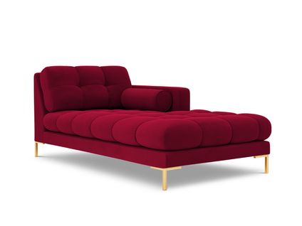 Méridienne Droite "bali" En Velours Rouge