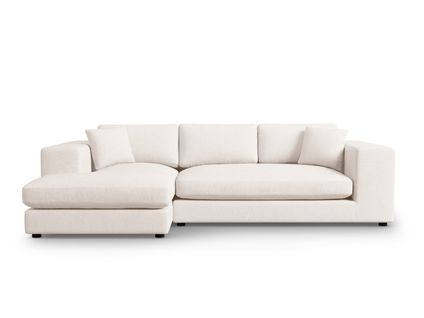 Canapé D'angle Gauche "tendance" 5 Places En Tissu Structurel Blanc