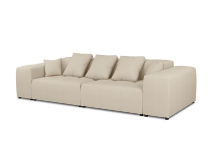 Canapé Modulable "rome" 3 Places En Tissu Structurel Beige