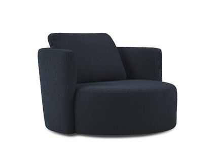 Fauteuil XL Pivotant "adam" En Bouclé Bleu Foncé