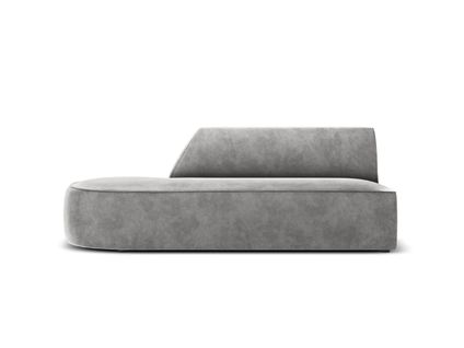 Canapé Modulable Gauche "charles" 2 Places En Velours Gris Clair