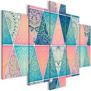 Tableau Zen Oriental Triangles (5 Parts) Wide 100x50 Cm