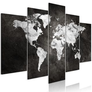 Tableau Cartes Du Monde Dark World (5 Parts) Wide 200x100 Cm