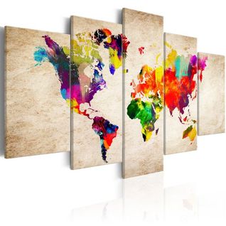 Tableau Cartes Du Monde World Map: Abstract Fantasy 200x100 Cm
