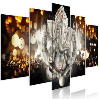 Tableau Zen Buddha's Philosophy (5 Parts) Silver Wide 200x100 Cm