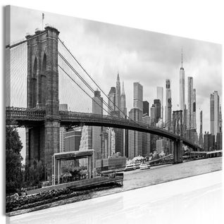 Tableau Villes Road To Manhattan (1 Part) Narrow Black And White 120x40 Cm