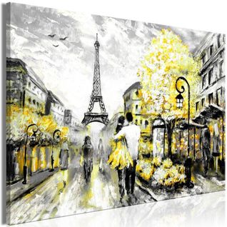 Tableau Villes Colourful Rendez-vous (1 Part) Wide Yellow 90x60 Cm
