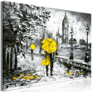 Tableau Villes Walk In London (1 Part) Wide Yellow 120x80 Cm