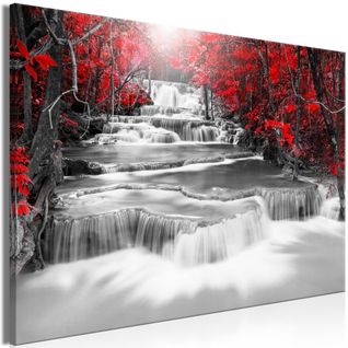 Tableau Cascade Of Thoughts (1 Part) Wide Red 90x60 Cm