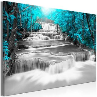 Tableau Cascade Of Thoughts (1 Part) Wide Turquoise 90x60 Cm
