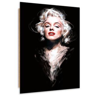 Tableau Bois Portrait De Marylin Monroe 40 X 60 Cm Noir