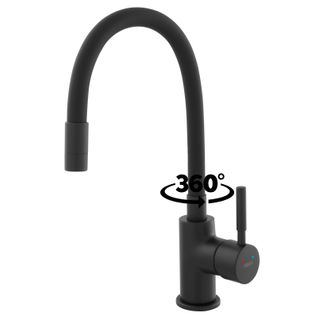 Robinet Mitigeur Cuisine Noir Bec Haut, Flexible, Orientable Zumba Nero