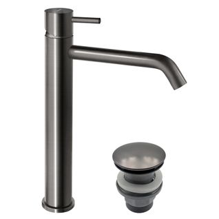 Ciriculus XL Robinet Mitigeur Haut Gris Brossé + Bonde