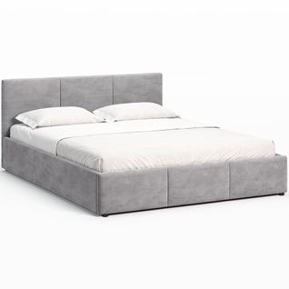 Lit Coffre Nela 160×200 Cm Gris, Tissu Hlr-22, Avec Sommier Et Rangement