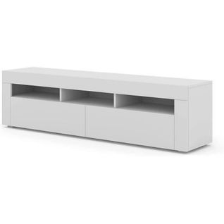 Moreno Meuble TV Bas Universel 160 Cm à Suspendre Ou à Poser Blanc Mat