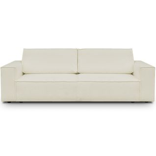 Canapé Convertible 3 Places Avec Coffre En Tissu Bouclette Écru - Harper