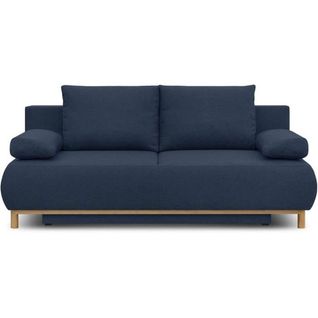 Banquette Convertible 3 Places  - Tissu Bleu Foncé - Coffre De Rangement - L 192 X H 84 X P 93 Cm