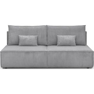 Canapé Convertible 3 Places Avec Coffre De Rangement En Velours Côtelé Gris Clair - Milla