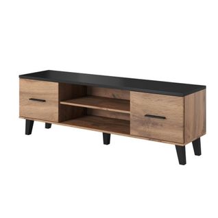 Meuble TV Style Chêne Et Noir Mat 160cm Colin