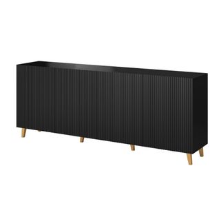 Buffet Long Noir 200 Cm 4 Portes Gustave