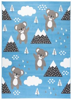 Tapis Enfant Bébé Bleu Gris Blanc Koala 140 X 200 Cm Jolly