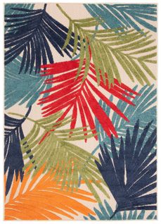 Tapis Intérieur Extérieur Bleu Vert Rouge Orange Feuilles Résistant Sisal Patio 140x200