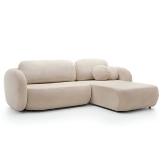 Canapé d'angle droit convertible OLIO tissu beige