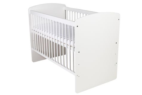 Lit Bébé K2 60x120 Cm - Avec Sommier à Lattes 3 Niveaux Réglables En Hauteur - Bois De Pin Laqué