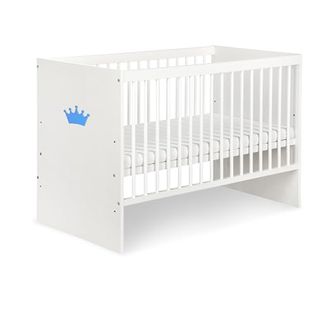 Tany Lit Bébé 120 X 60 Cm Avec Matelas Blanc Avec Couronne Bleue