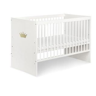 Tany Lit Bébé 120 X 60 Cm Avec Matelas Blanc Avec Couronne Dorée