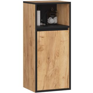 Meuble De Salle De Bain, Chêne Artisanal/noir, 35 X 80 X 30 Cm