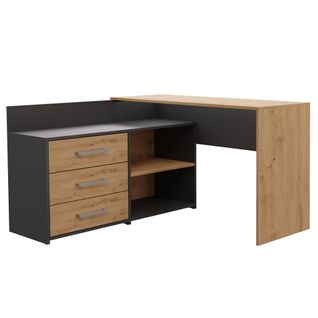 Bureau D'angle, 51 X 130 X 76 Cm, Anthracite, Chêne Artisan